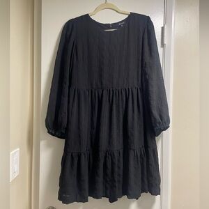 Madewell Puff Sleeve Ruffle Hem Mini Dress